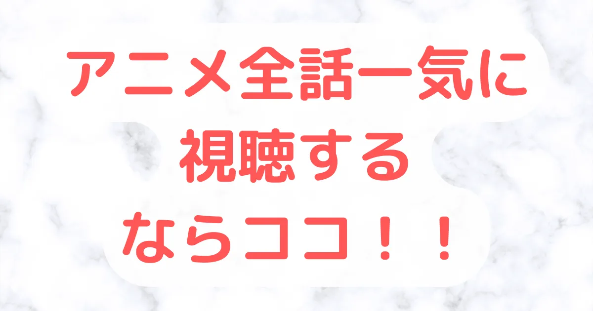 アニメ見るならココ！全話一気に視聴するなら